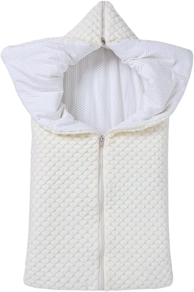 LLmoway Baby Swaddle Sleep Sack Infant Knit Receiving Blanket Newborn Winter Warm Essentials 0-12Months Beige - Image 1